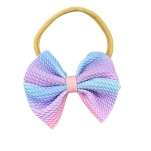 Pastel Pinwheel Bow Headband - Pink Blue Purple